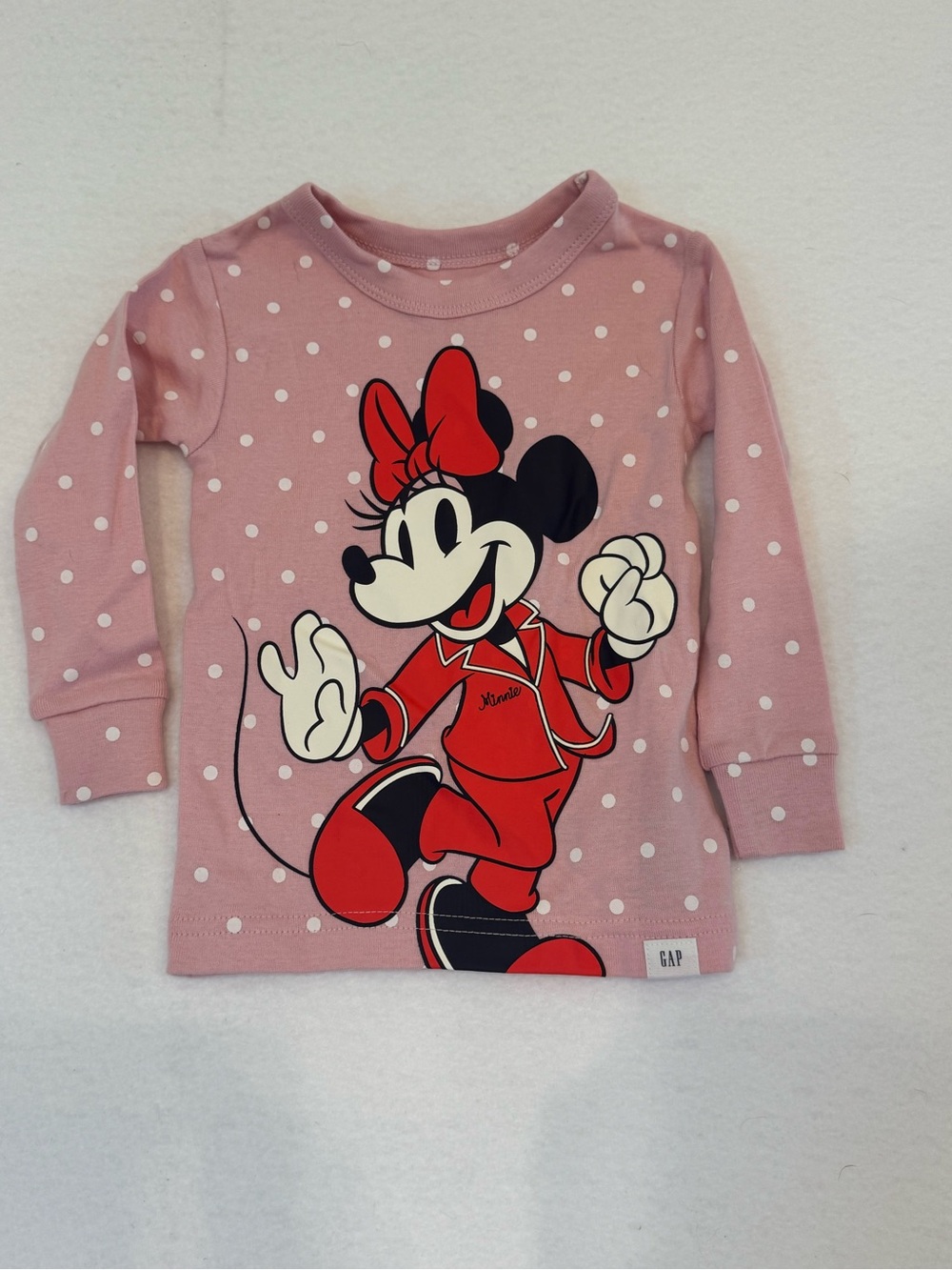 GAP Pink Polka Dot Minnie Mouse Long-Sleeve Top